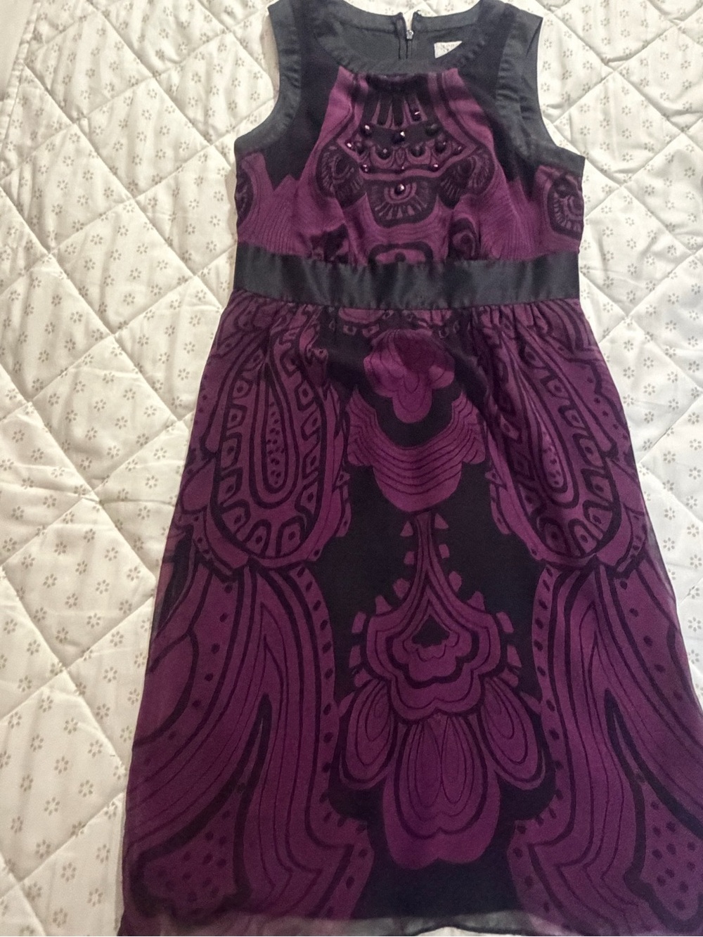 The Limited Purple and Black Paisley Midi Dress